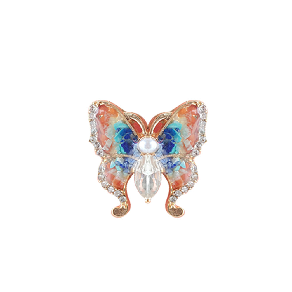 Dunhuang Color Gem Inlay Pearl Butterfly Brooch