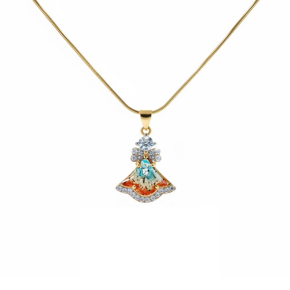 Color Stone Inlay Bell Necklace – Blue & White Series