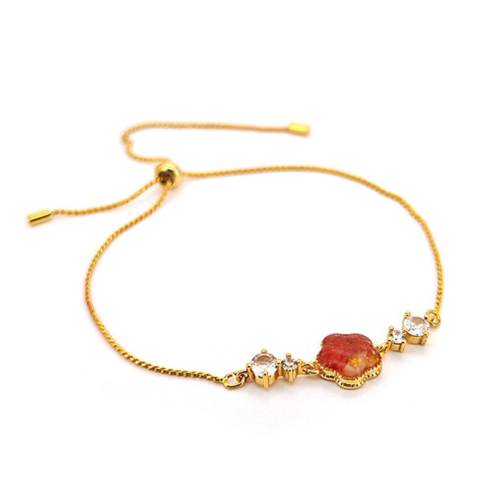 Color Stone Inlay Plum Blossom Bracelet – Prosperous Red Series