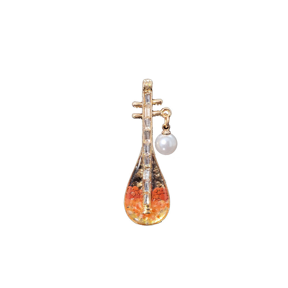 Color Stone Inlay Brooch – Pipa, Prosperous Red Series