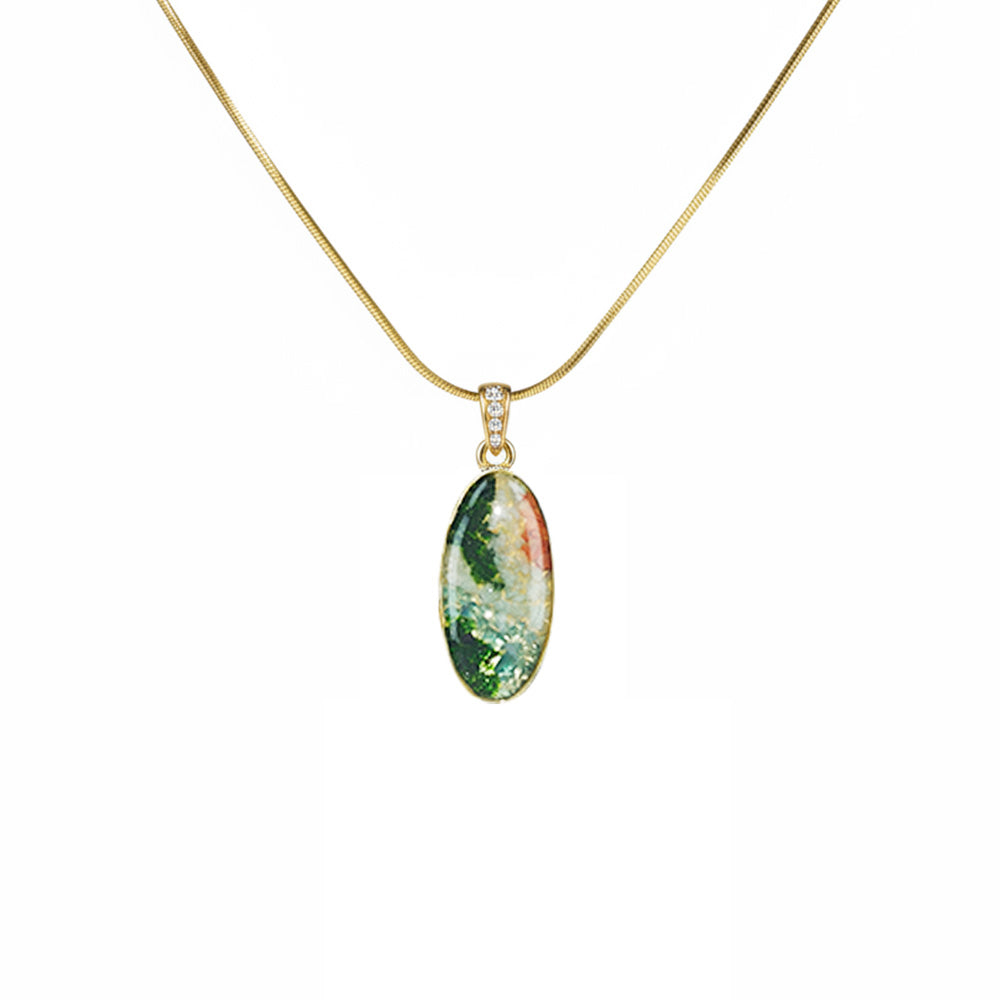 Color Stone Inlay Necklace – Jiangnan Color Oval