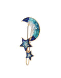 Star and Moon Hairpin with Colorful Stone Inlay