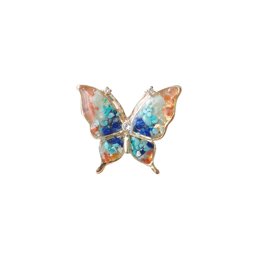 Dunhuang-Colored Butterfly Brooch Inlaid with Colored Stones