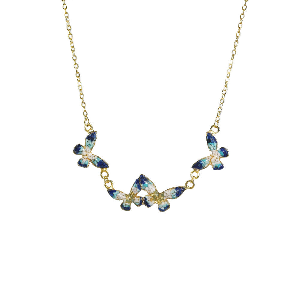 Color Stone Inlay Rectangular Pendant – Blue & White Style