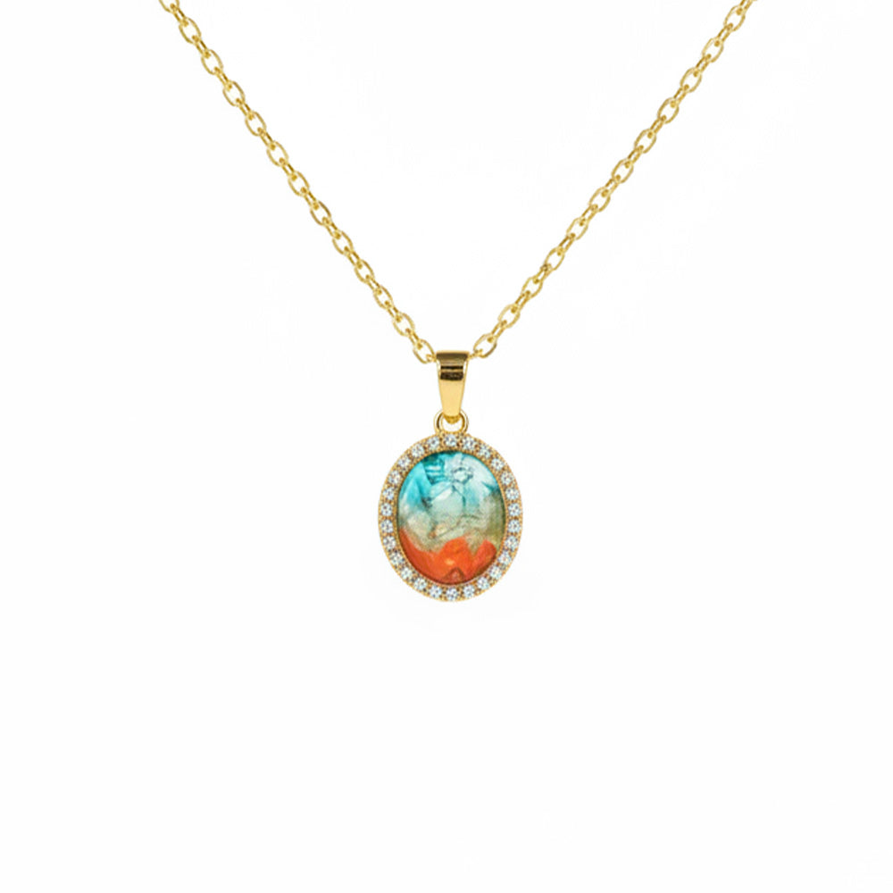 Color Stone Inlay Necklace – Dunhuang Red