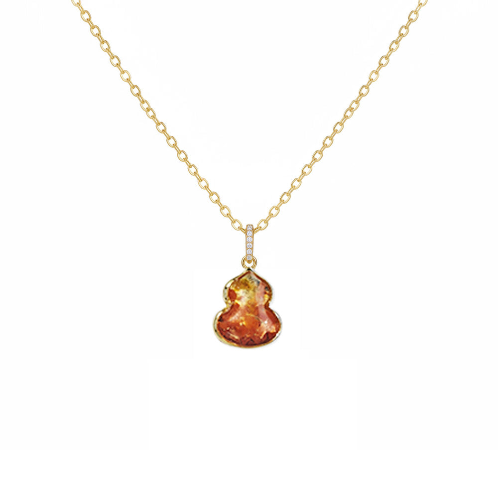 Color Stone Inlay Necklace – Gourd, Prosperous Red