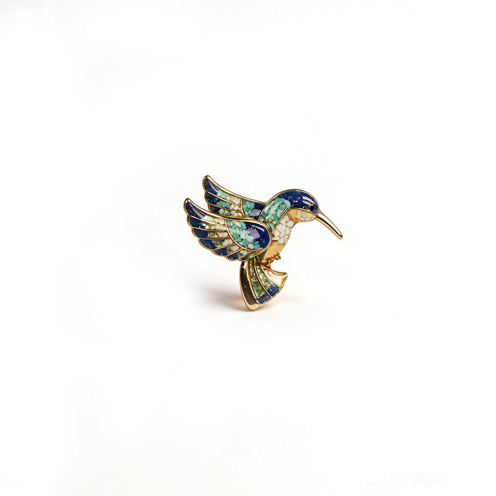 Enameled Brooch: Kingfisher Collection