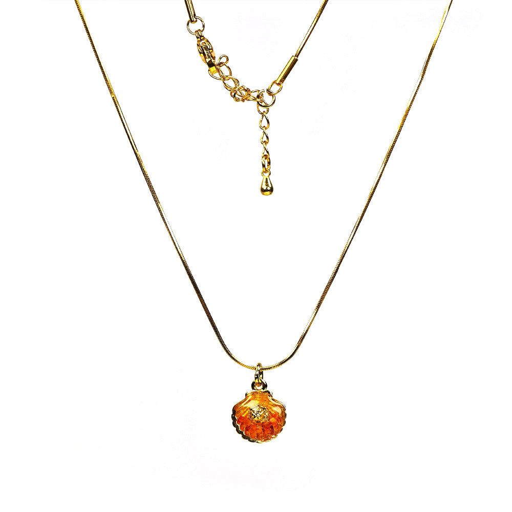 Color Stone Inlay Necklace Shell Blazing Red Collection
