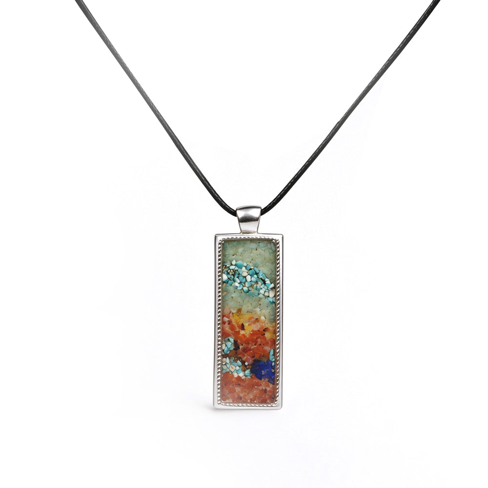 Rectangular South Red Necklace with Color Stone Inlay Dunhuang Red Edition