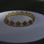 Color Stone Inlay Heavy Pearl Bracelet with Openwork Peach Blossom Design Prosperous Red Series